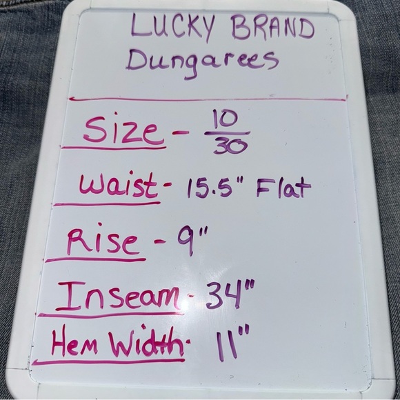 Lucky Brand Dungarees women’s 10/30 flare jeans long inseam 34 distressed hem - Picture 8 of 8